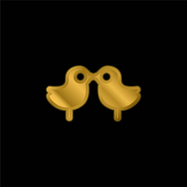 Pájaros chapado en oro icono metálico o logo vector - Vector, imagen