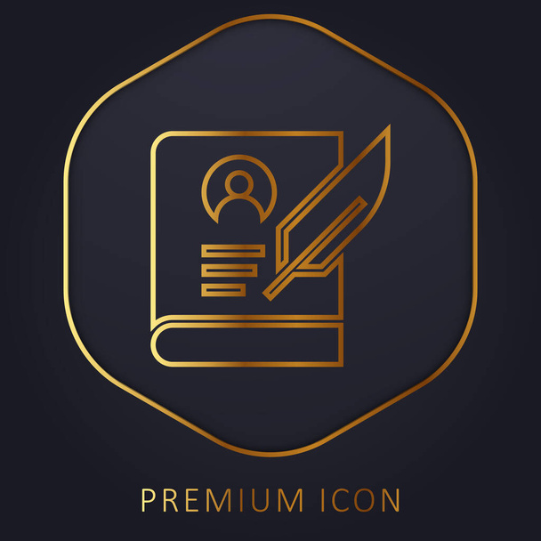 Biografía línea dorada logotipo premium o icono - Vector, imagen