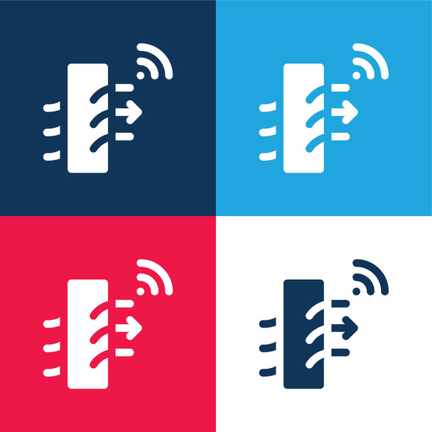 Purificateur d'air bleu et rouge quatre couleurs minimum jeu d'icônes - Vecteur, image