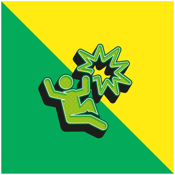 Baleset Zöld és sárga modern 3D vektor ikon logó - Vektor, kép