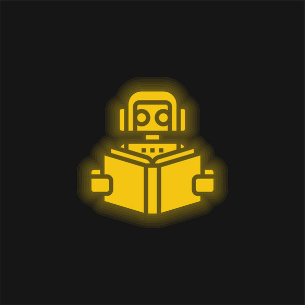 Icône néon jaune bot - Vecteur, image