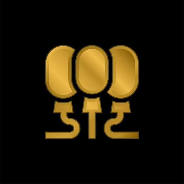 Globos chapado en oro icono metálico o logo vector - Vector, imagen