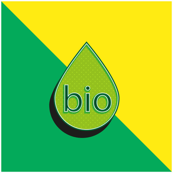 Biopolttoaine Vihreä ja keltainen moderni 3d vektori kuvake logo - Vektori, kuva