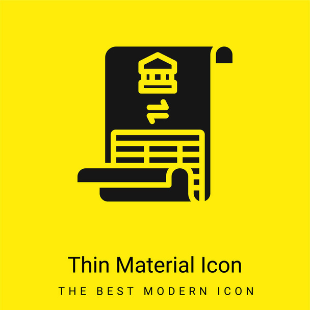 Declaração bancária ícone material amarelo brilhante mínimo - Vetor, Imagem