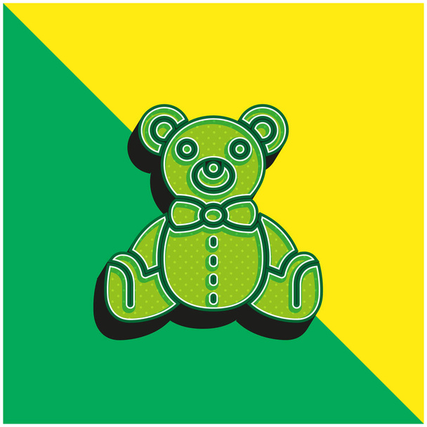 Medve Zöld és sárga modern 3D vektor ikon logó - Vektor, kép
