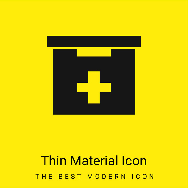 Boîte de trousse de premiers soins de salle de bain icône matérielle jaune vif minimale - Vecteur, image