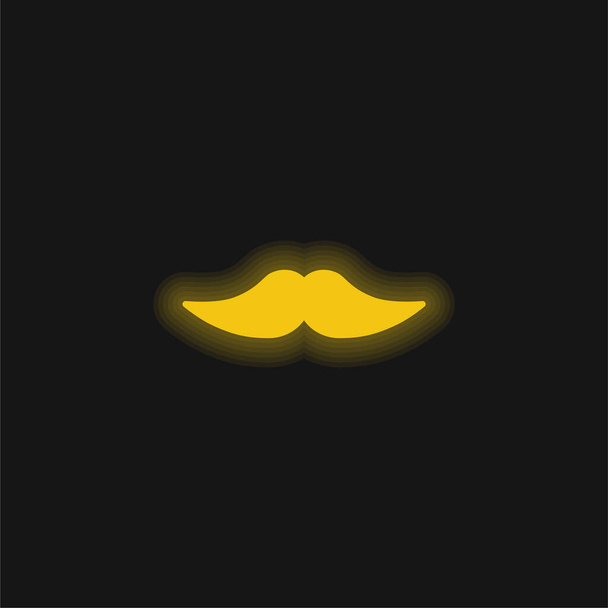 大きな口ひげ黄色の輝くネオンのアイコン - ベクター画像