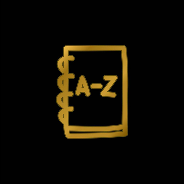 Livro de endereços Desenhado à mão esboço banhado a ouro ícone metálico ou vetor logotipo - Vetor, Imagem