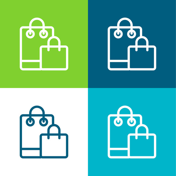 Táskák Lapos négy szín minimális ikon készlet - Vektor, kép