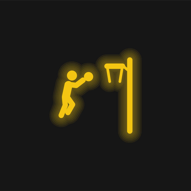 Баскетбол жовтий сяючий неоновий значок
 - Вектор, зображення