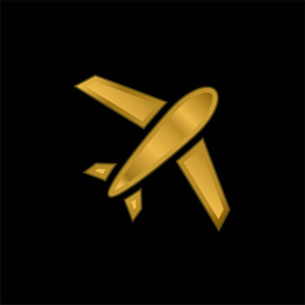 Flugzeug vergoldet metallisches Symbol oder Logo-Vektor - Vektor, Bild