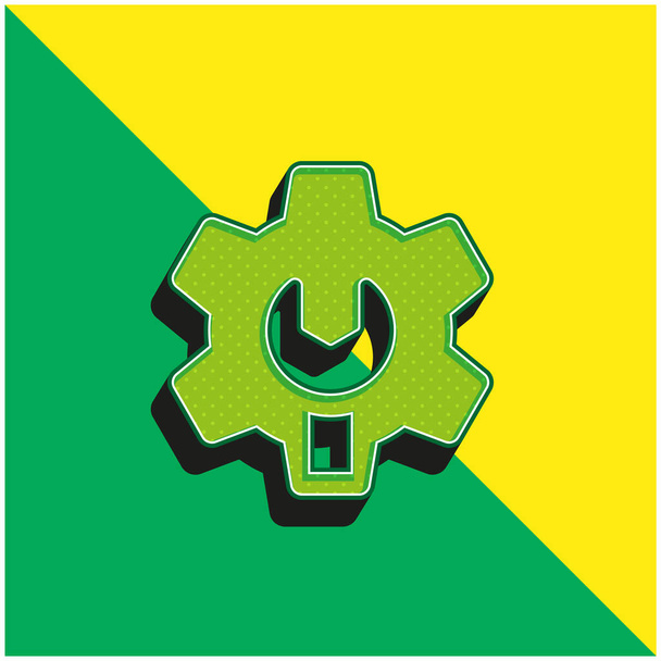 Admin verde y amarillo moderno vector 3d icono del logotipo - Vector, imagen