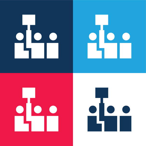 Set di icone minimali a quattro colori blu e rosso dell'asta - Vettoriali, immagini