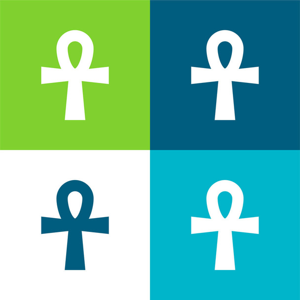 Ankh Set di icone minime a quattro colori piatti - Vettoriali, immagini