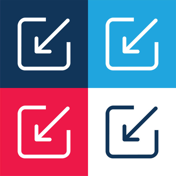 Freccia Inserimento nel quadrato blu e rosso quattro set icona minimale colore - Vettoriali, immagini