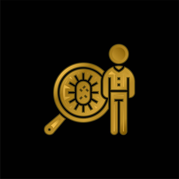 Bacterias chapado en oro icono metálico o logo vector - Vector, imagen