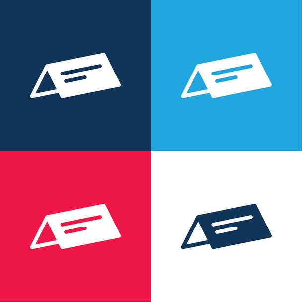 Booked blue and red four color minimal icon set - Vector, Image