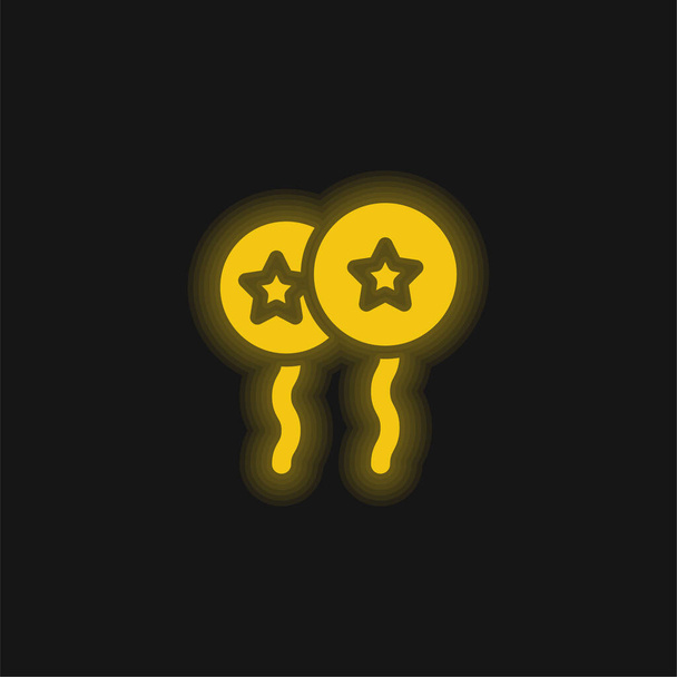 Balloons With Star yellow glowing neon icon - Vector, Image