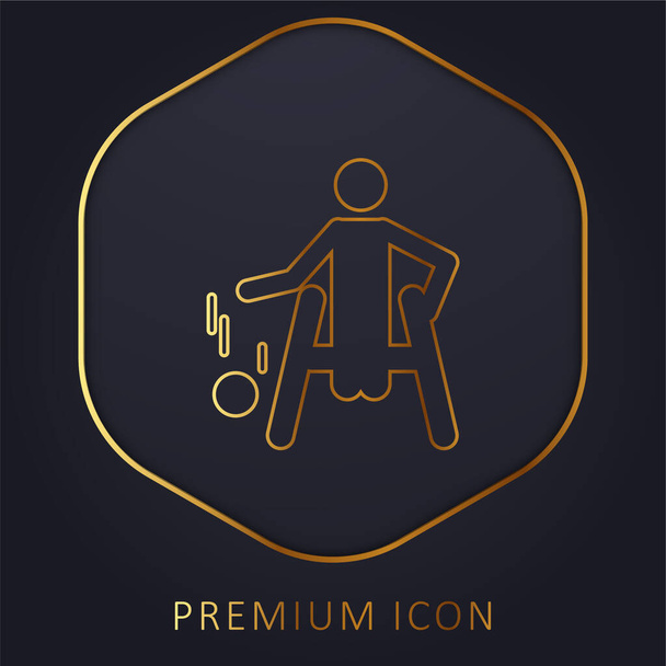 Sílhueta Paralímpica de Basquete linha dourada logotipo premium ou ícone - Vetor, Imagem