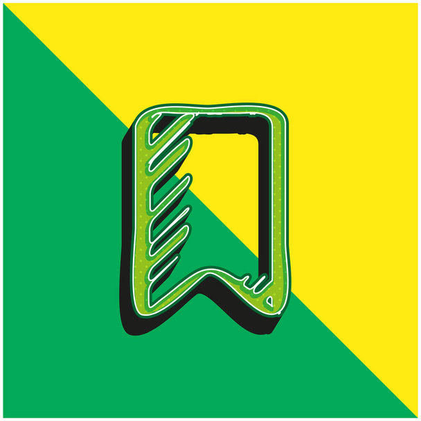 Σελιδοδείκτης Sketched Σύμβολο Περίγραμμα Πράσινο και κίτρινο σύγχρονο 3d διάνυσμα εικονίδιο λογότυπο - Διάνυσμα, εικόνα