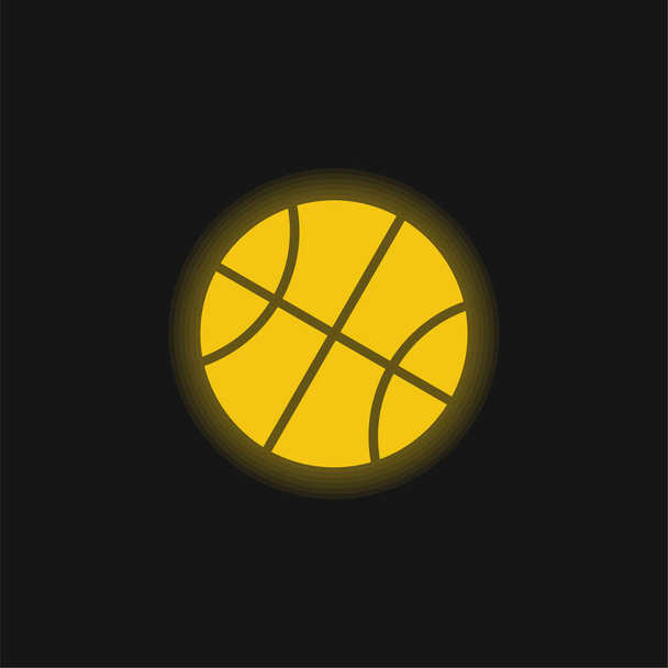 Basketbal geel gloeiende neon pictogram - Vector, afbeelding