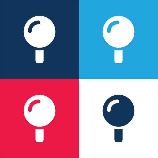 Black Golf Ball niebieski i czerwony czterech kolorów minimalny zestaw ikon - Wektor, obraz