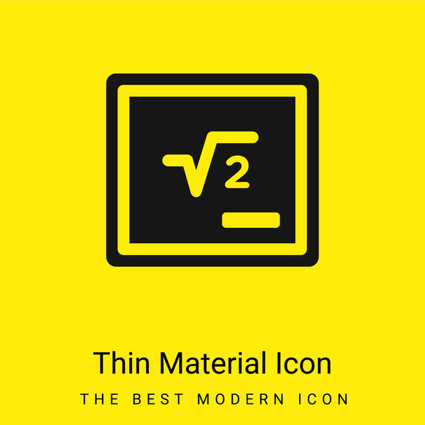 Blackboard με μαθηματικό σύμβολο ελάχιστο φωτεινό κίτρινο εικονίδιο υλικού - Διάνυσμα, εικόνα