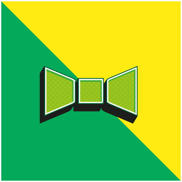 Bow Tie Green and yellow modern 3d vector icon logo - Vector, Image