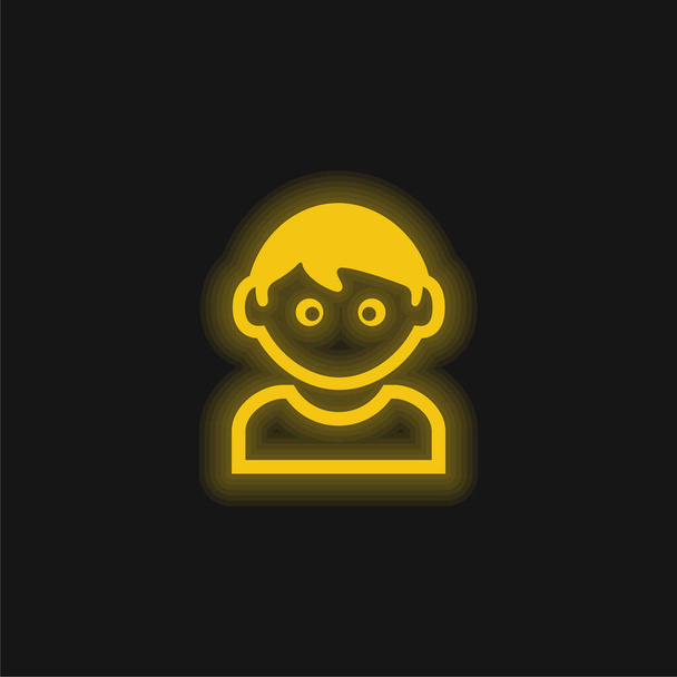 Boy With White T Shirt yellow glowing neon icon - Vector, Image