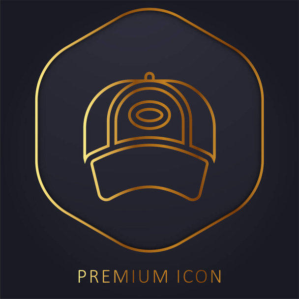 Gorra de béisbol línea dorada logotipo premium o icono - Vector, Imagen