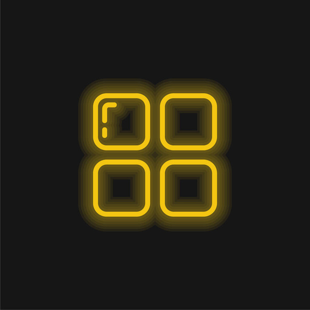 Aplicativos amarelo brilhante ícone de néon - Vetor, Imagem