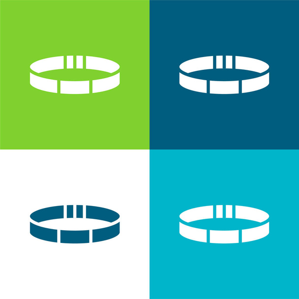 Bracelet plat quatre couleurs minimum icône ensemble - Vecteur, image