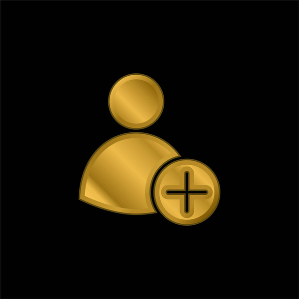 Adicionar User banhado a ouro ícone metálico ou vetor logotipo - Vetor, Imagem