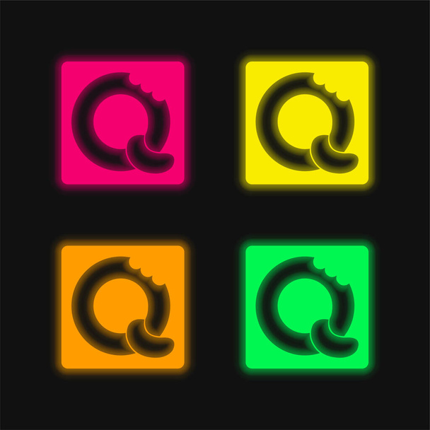 Λογότυπο Bisquits τεσσάρων χρωμάτων λαμπερό εικονίδιο διάνυσμα νέον - Διάνυσμα, εικόνα