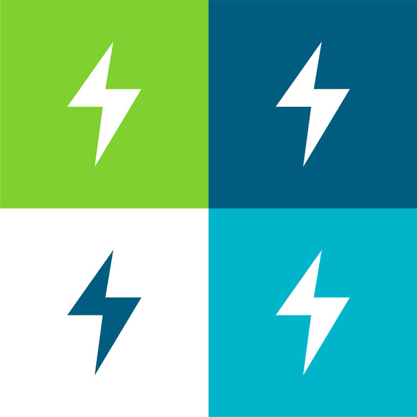 Bolt Flat cztery kolory minimalny zestaw ikon - Wektor, obraz