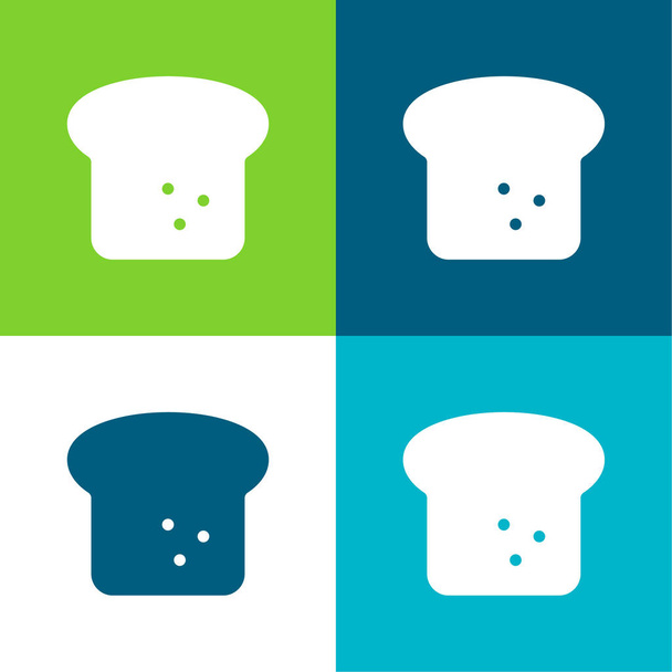 Chleb płaski cztery kolory minimalny zestaw ikon - Wektor, obraz