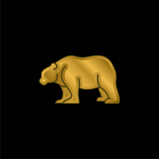 Bear gold plated metalic icon or logo vector - Vector, Image