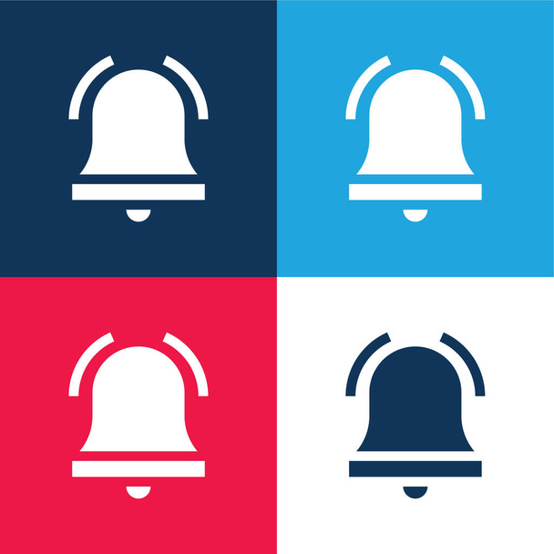 Alarm Bell modrá a červená čtyři barvy minimální ikona nastavena - Vektor, obrázek