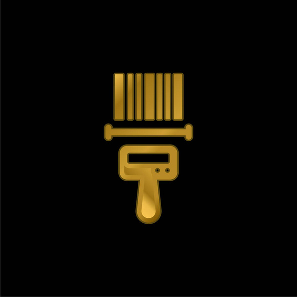 Barcode Reader gold plated metalic icon or logo vector - Vector, Image