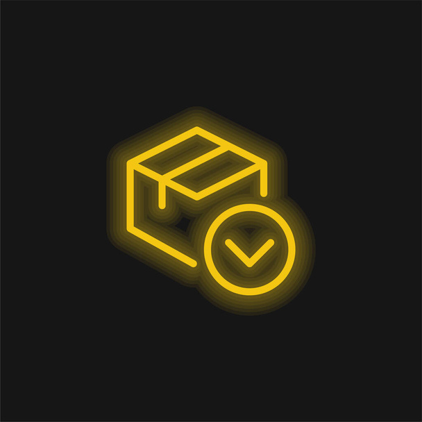 Nyíl sárga izzó neon ikon - Vektor, kép