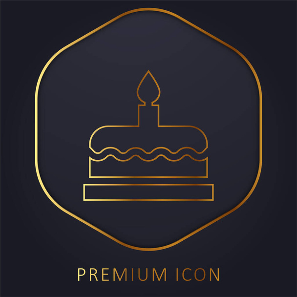 Birthday Cake línea de oro logotipo premium o icono - Vector, imagen