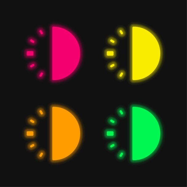 30 Minuten leuchtende Neon-Vektorsymbole in vier Farben - Vektor, Bild