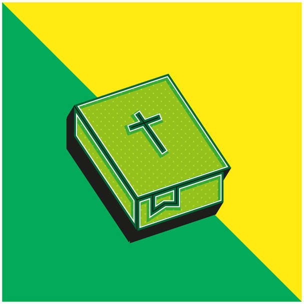 Bible Kralická Zelená a žlutá moderní 3D vektorové logo - Vektor, obrázek