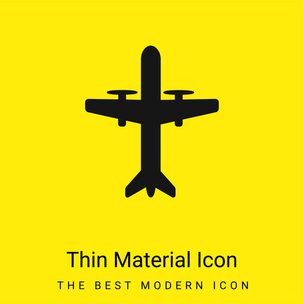 Avión con hélices mínimo icono de material amarillo brillante - Vector, Imagen