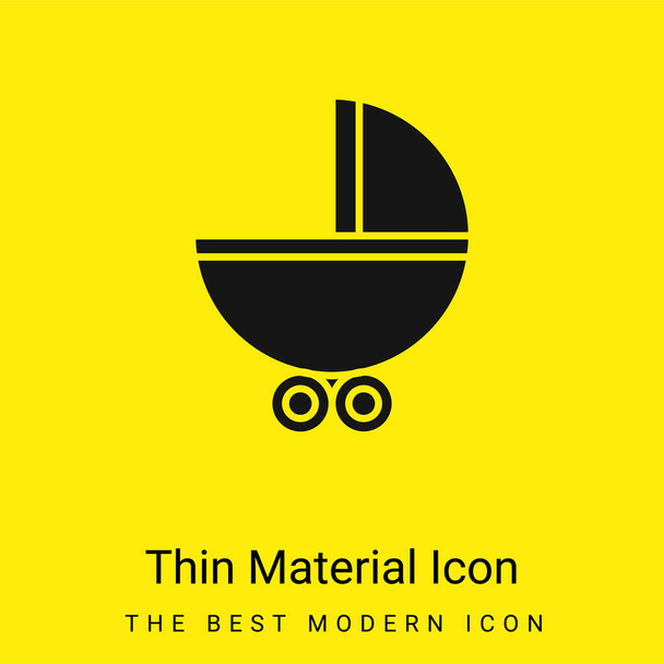 Transporte del bebé con ruedas mínimo icono de material amarillo brillante - Vector, imagen