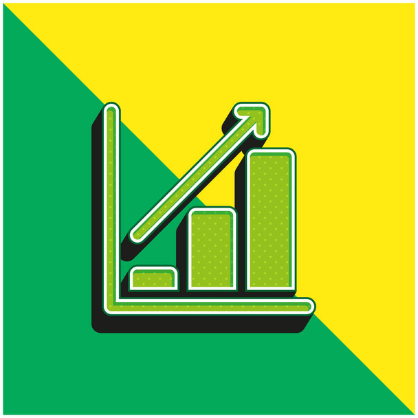Bar Chart Zöld és sárga modern 3D vektor ikon logó - Vektor, kép