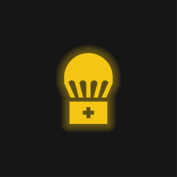 Airdrop sárga izzó neon ikon - Vektor, kép