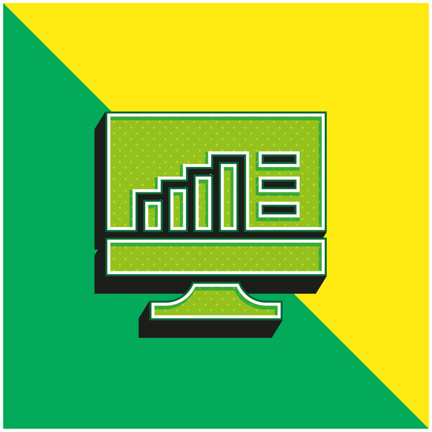 Diagramme à barres Logo vectoriel 3d moderne vert et jaune - Vecteur, image