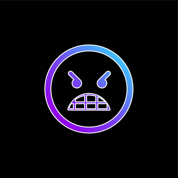 Dühös Emoticon Arc kék gradiens vektor ikon - Vektor, kép