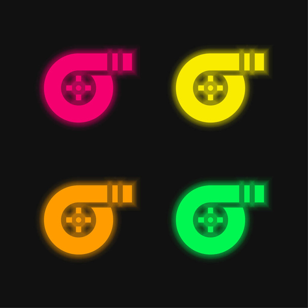 Ilmansuodatin neljä väriä hehkuva neon vektori kuvake - Vektori, kuva
